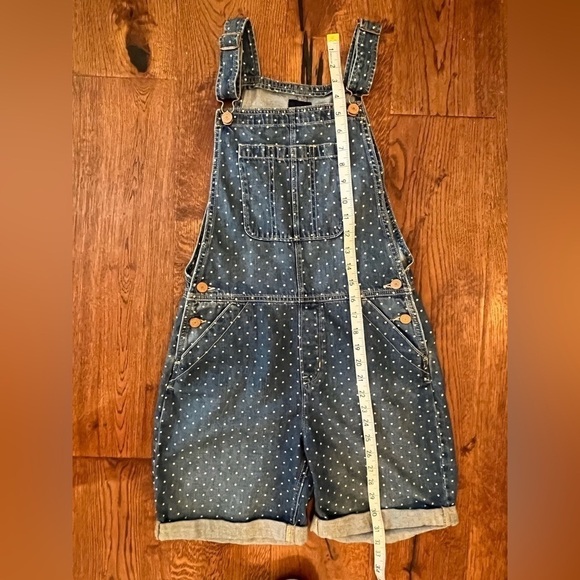 Gap overalls shorts polka dot blue white denim NWOT Big Girls Size XXL 16 18 - Picture 7 of 8